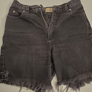 Vintage 90's NY Line Black Denim Distressed Shorts